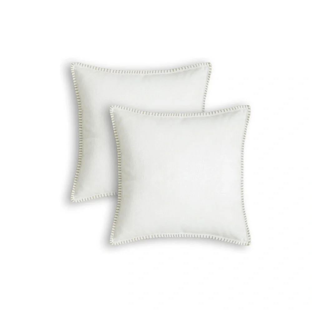 Luxury Home | Elegant Cream Soft Chenille Wide Stitch Trim Throw Pillow Covers